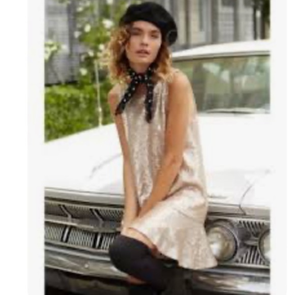 Lost + Wander Sequin Sleeveless Shift Mini Cocktail Dress Size XS Champagne Gold - Picture 6 of 17